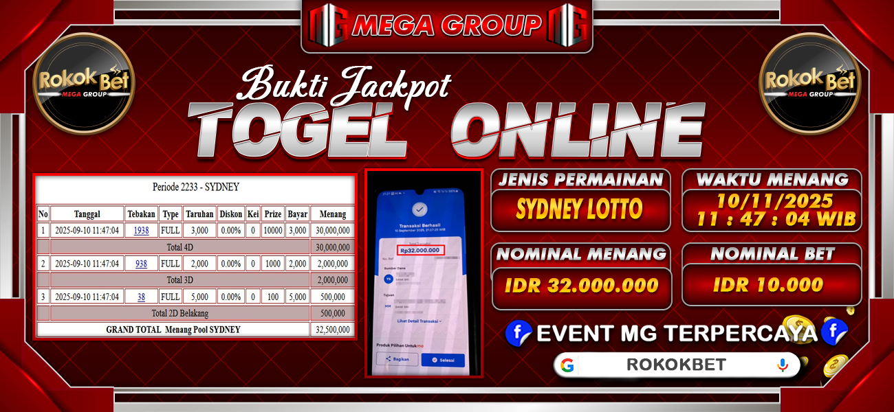 Bukti JP situs Rokokbet hari Rabu, 10 September 2025
