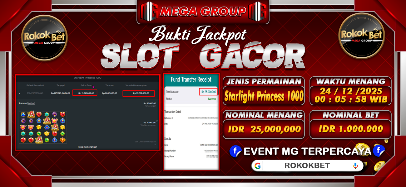 Bukti JP situs Rokokbet hari Rabu, 24 Desember 2025