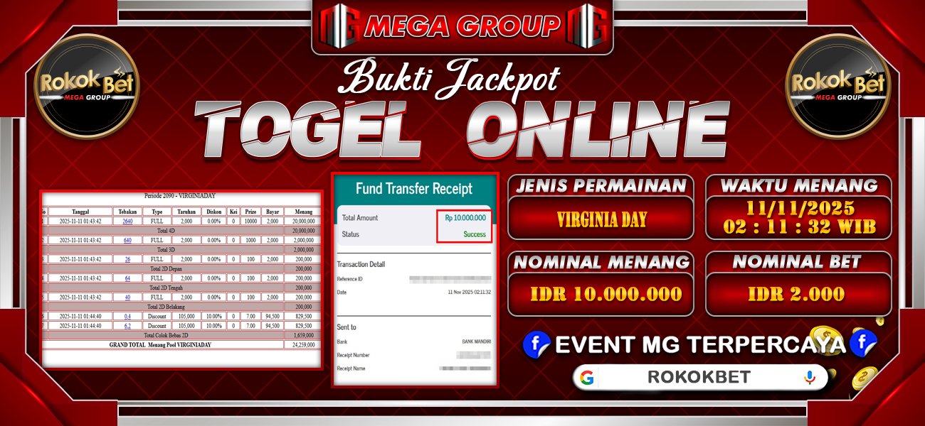 Bukti JP situs Rokokbet hari Selasa, 11 November 2025